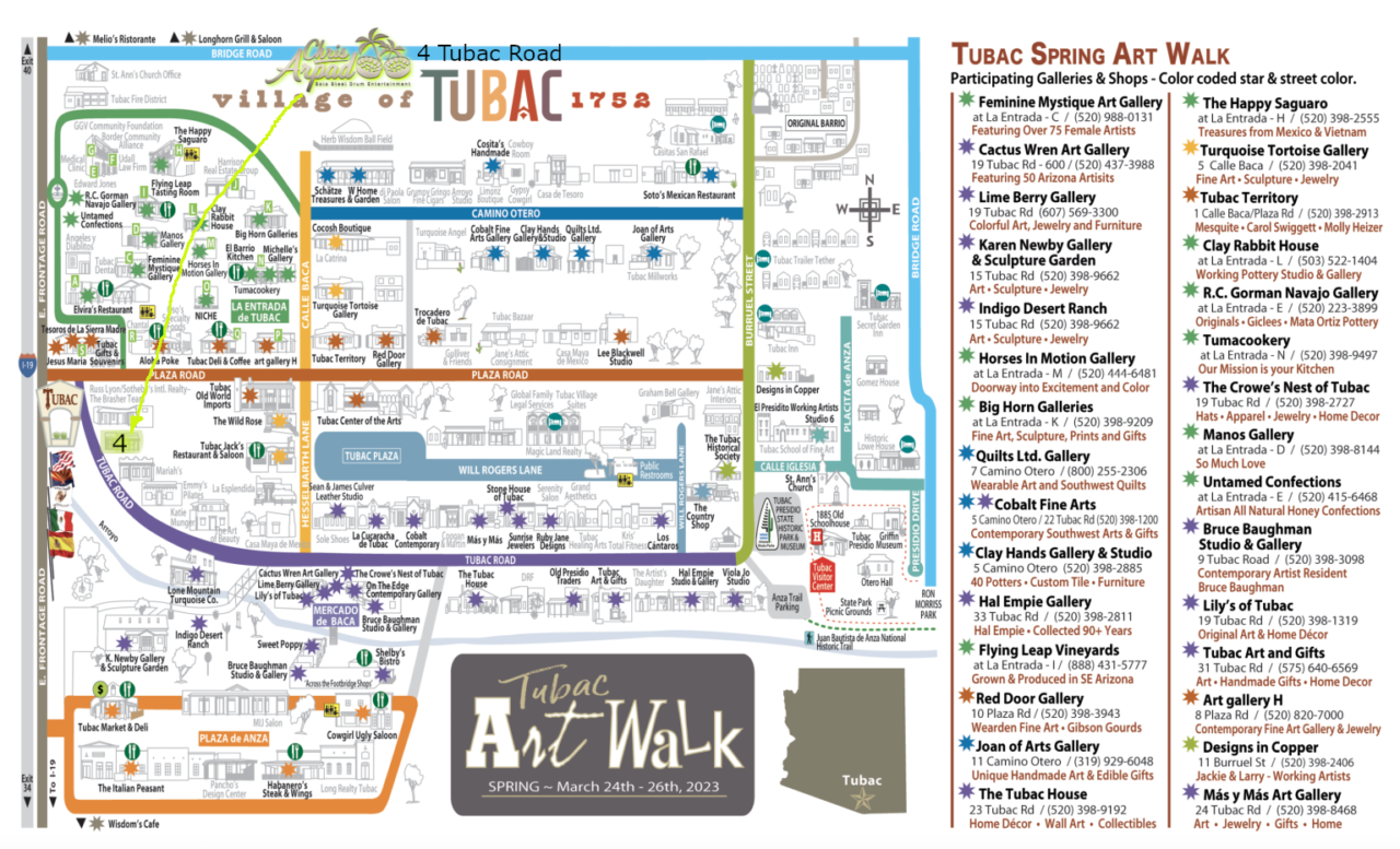 Tubac Art Walk 2023 Map Steel Drum Tucson Chris Arpad